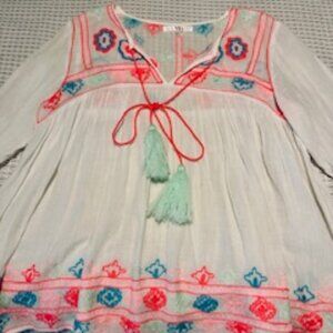 Cotton embroidered smock top